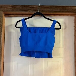 Blue Women's Crop Top and shorts gym set. Never worn NWOT